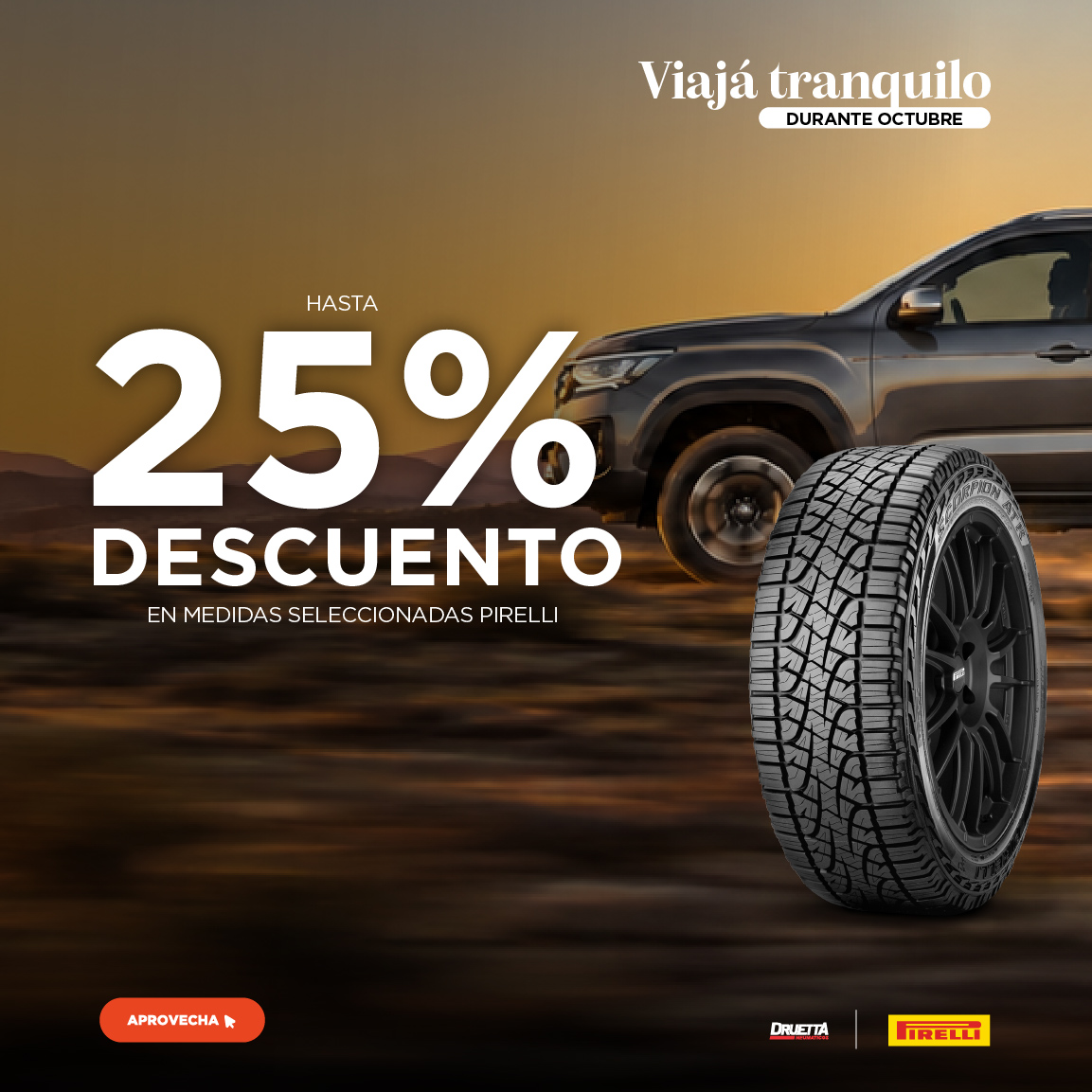 Promo Pirelli! hasta 25% de descuento en medidas seleccionadas